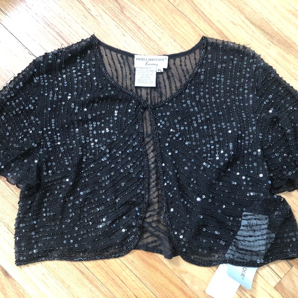 Short Sleeve Beaded Shrug - Picture 2 of 7